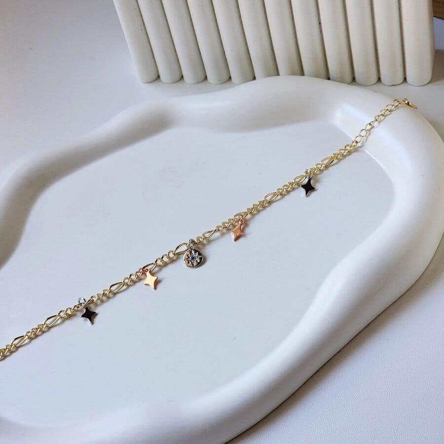 Star Charm Bracelet - Tricolor - Image 3