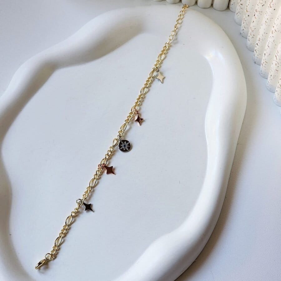 Star Charm Bracelet - Tricolor - Image 4