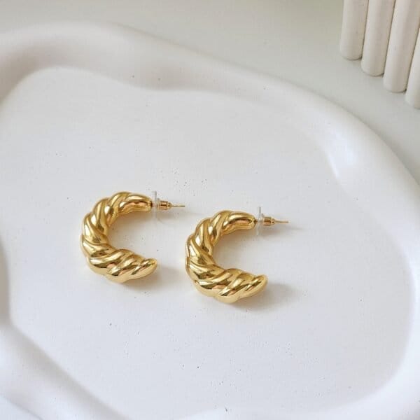 Croissant Half Hoop Studs